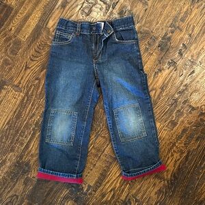 Gymboree Blue Denim with Stitching and Red lined hem